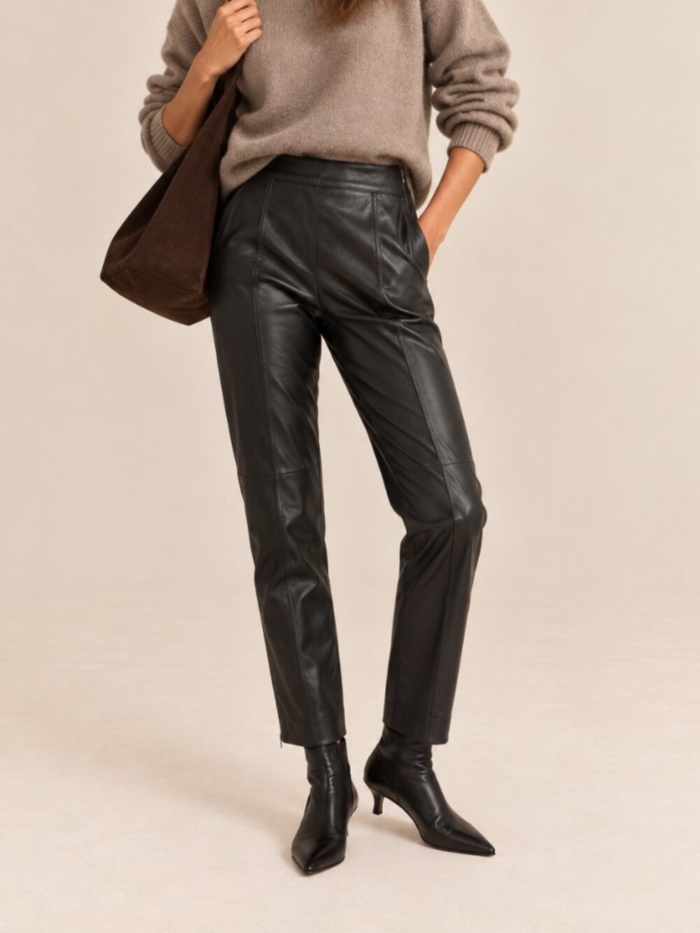 Zara Black Faux Leather Pants Sz L